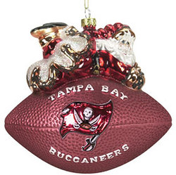Tampa Bay Buccaneers 5 1/2" Peggy Abrams Glass Football Ornament