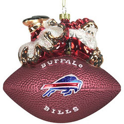Buffalo Bills 5 1/2" Peggy Abrams Glass Football Ornament