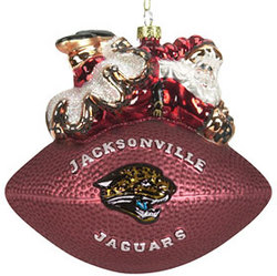 Jacksonville Jaguars 5 1/2" Peggy Abrams Glass Football Ornament