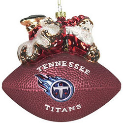 Tennessee Titans 5 1/2" Peggy Abrams Glass Football Ornament