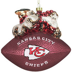 Kansas City Chiefs 5 1/2" Peggy Abrams Glass Football Ornament