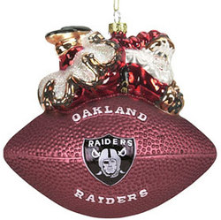 Oakland Raiders 5 1/2" Peggy Abrams Glass Football Ornament