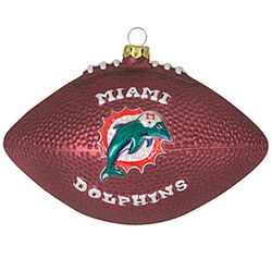 Miami Dolphins 5" Glass Team Football Ornament