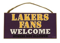 Los Angeles Lakers Fans Wood Sign - 5"x10" Welcome