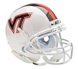 Virginia Tech Hokies Schutt Mini Helmet - White w/Stripe Alternate Helmet #3