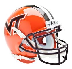 Virginia Tech Hokies Schutt Mini Helmet - Orange w/Stripe Alternate Helmet #4