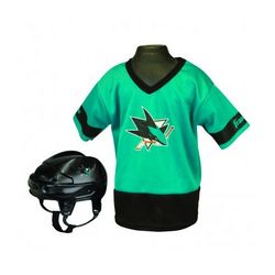 San Jose Sharks Hockey Helmet and Jersey Top Set