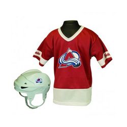 Colorado Avalanche Hockey Helmet and Jersey Top Set