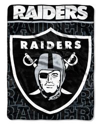 Oakland Raiders 46" x 60" Micro Raschel Throw Blanket - Livin' Large Design