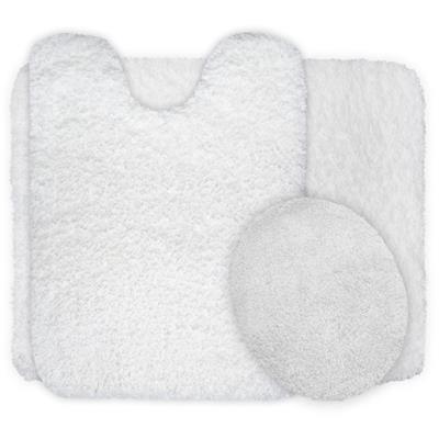 Lavish Home 3 Piece Super Plush Non-Slip Bath Mat Rug Set - White