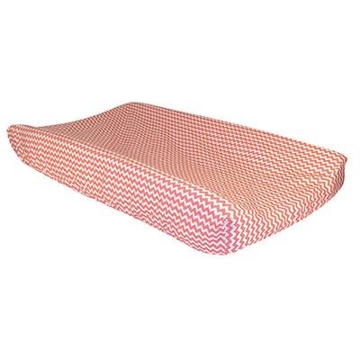 Changing Pad Cover - Coral Pink And White Chevron