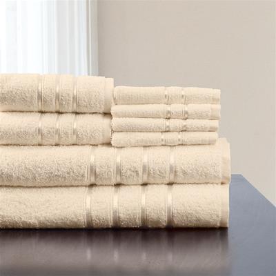 Lavish Home 8 Piece 100% Egyptian Cotton Plush Bath Towel Set - Bone