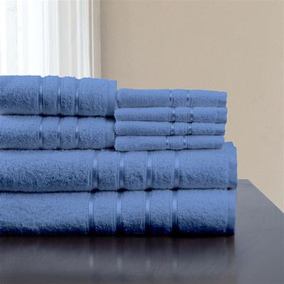 Lavish Home 8 Piece 100% Egyptian Cotton Plush Bath Towel Set - Blue