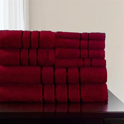 Lavish Home 8 Piece 100% Egyptian Cotton Plush Bath Towel Set Burgundy