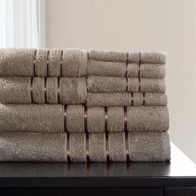 Lavish Home 8 Piece 100% Egyptian Cotton Plush Bath Towel Set - Taupe