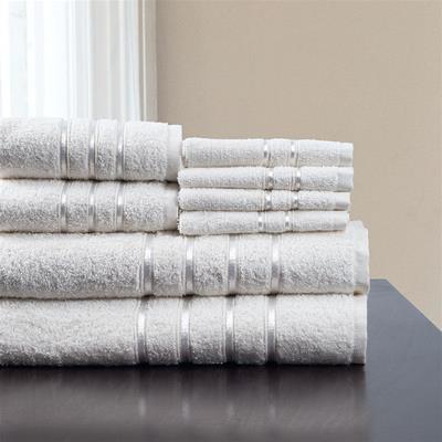 Lavish Home 8 Piece 100% Egyptian Cotton Plush Bath Towel Set - White