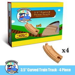(4) 3.5 Inch Curved Wooden Train Tracks by Conductor Carl