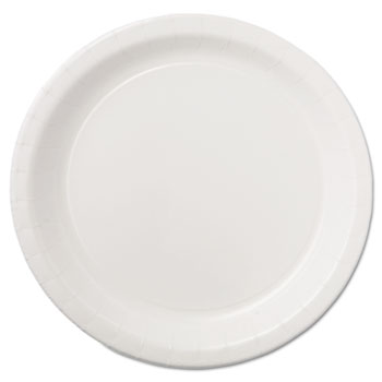 Coated Paper Dinnerware, Plate, 9", White, 50/Pack, 10 Packs/Carton
