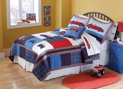Cars Full / Queen Quilt with 2 Shams