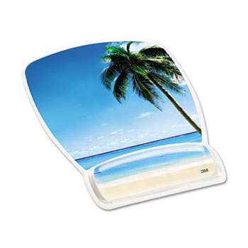 Fun Design Clear Gel Mouse Pad Wrist Rest, 6 4/5 x 8 3/5 x 3/4, Beach Design