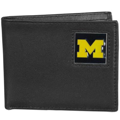 Michigan Wolverines Leather Bi-fold Wallet in Gift Box