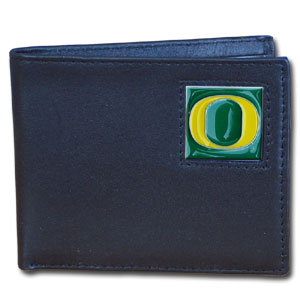 Oregon Ducks Leather Bi-fold Wallet in Gift Box