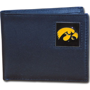 Iowa Hawkeyes Leather Bi-fold Wallet in Gift Box