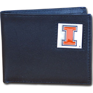 Illinois Fighting Illini Leather Bi-fold Wallet in Gift Box