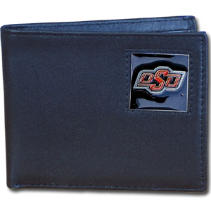 Oklahoma St. Cowboys Leather Bi-fold Wallet in Gift Box