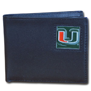 Miami Hurricanes Leather Bi-fold Wallet in Gift Box