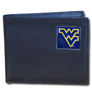 W. Virginia Mountaineers Leather Bi-fold Wallet in Gift Box