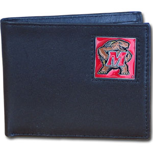 Maryland Terrapins Leather Bi-fold Wallet in Gift Box