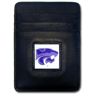 Kansas St. Wildcats  Leather Money/Clip Carholder