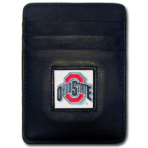 Ohio St. Buckeyes Leather Money/Clip Carholder