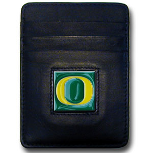 Oregon Ducks Leather Money/Clip Carholder