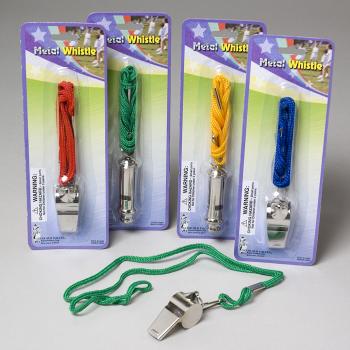 Metal Sports Whistle with Cord Case Pack 72