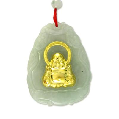 Natural Jade Agate 24k Gold Zodiac Buddha Necklace