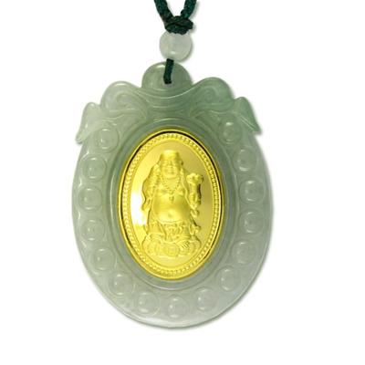 Natural Jade Agate 24k Gold Zodiac Buddha Necklace