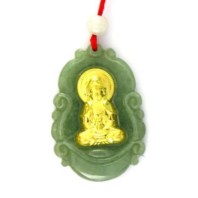 Natural Emerald Jade Agate 24k Gold Zodiac Guanyin Necklace