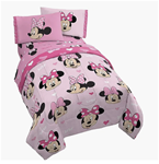 Minnie Mouse Twin Bedding Set Cameo Flowers Comforter Sheets